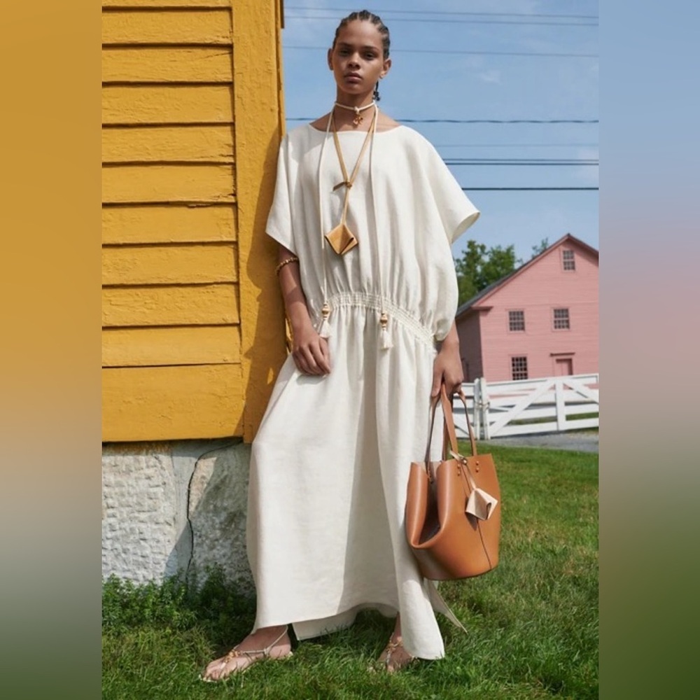 Tory Burch Drop-Waist Linen Dress XL New Ivory NEW WITH TAGS - Picture 9 of 9